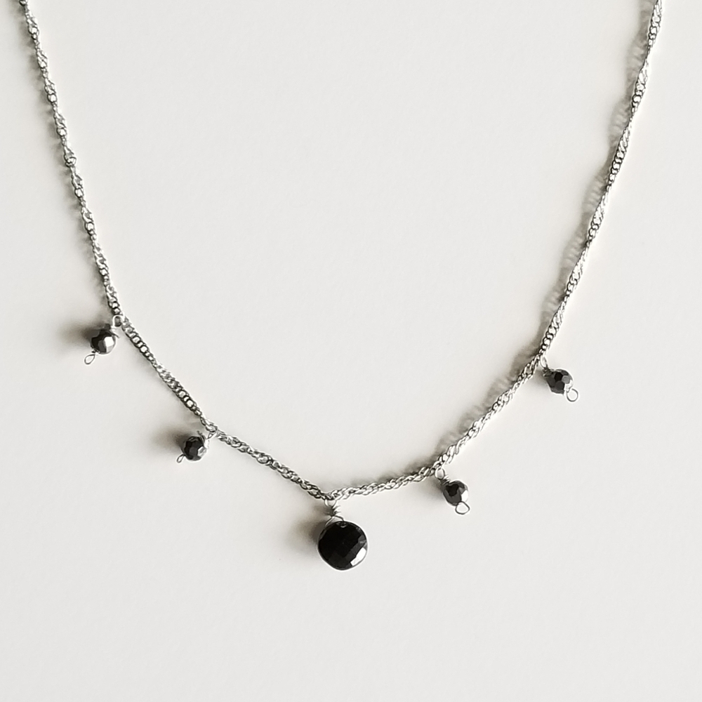 New Black Gem Silver Necklace